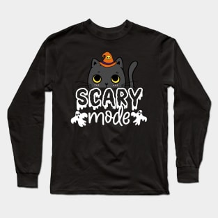 Cute Halloween Cat - Scary mode Long Sleeve T-Shirt